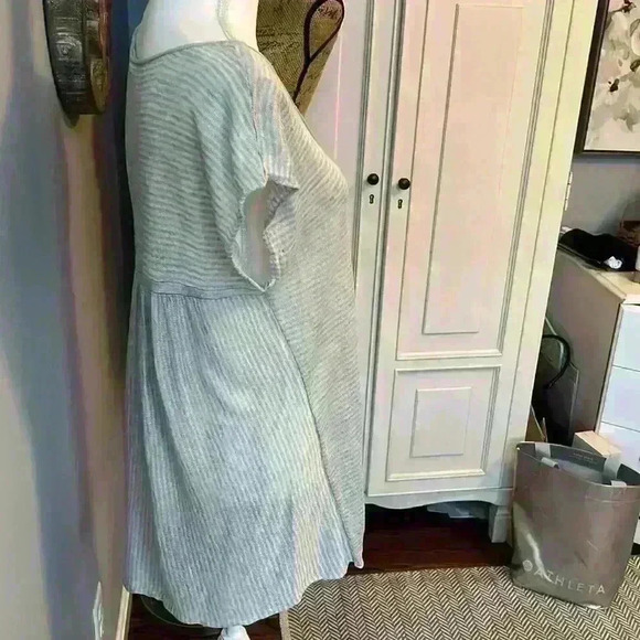 Eileen Fisher sheer linen gray stripped tunic size L - Picture 2 of 8